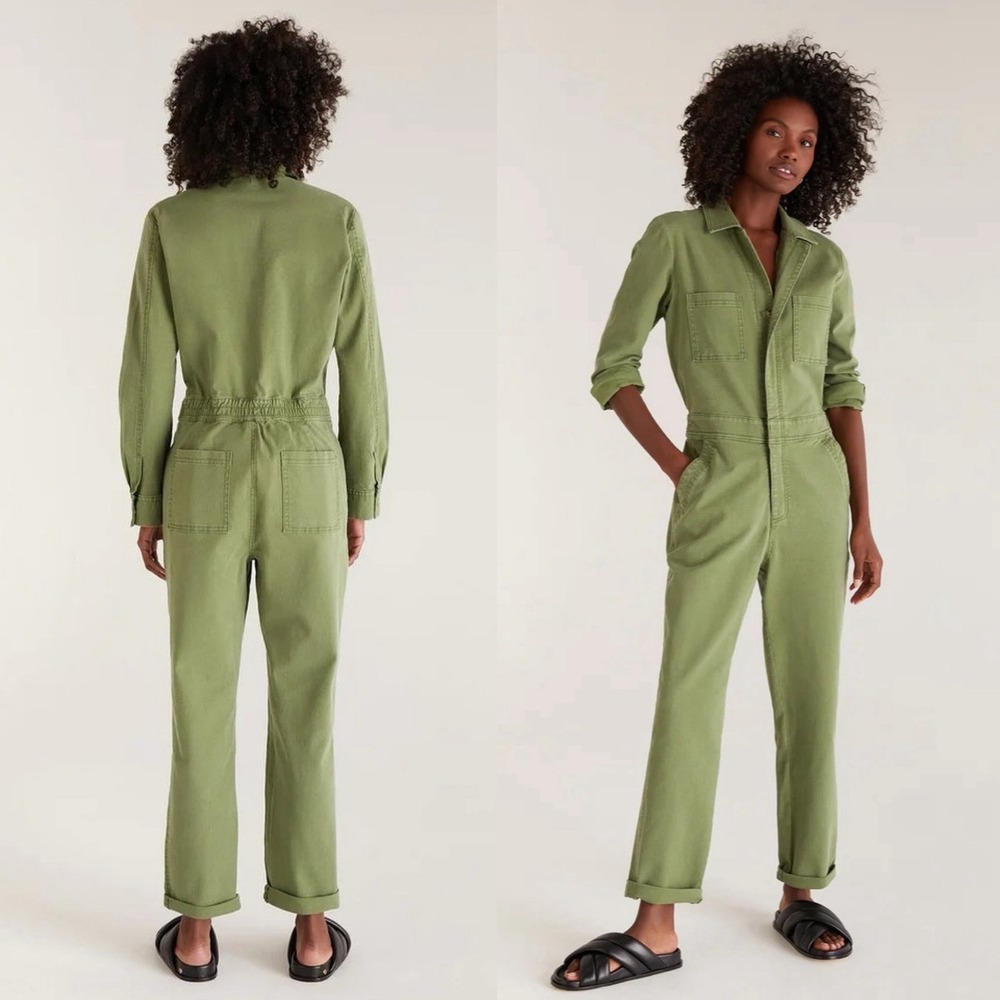 Z Supply Olive Utility Cotton Jumpsuit